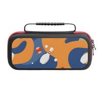 Treer Protective Carrying Case for Nintendo Switch, Bowling Ball Print Travel Carry Case Hard Shell Protective Pouch with Carry Handle and 20 Game Cards Storage (Blue Orange)