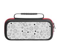 Treer Protective Carrying Case for Nintendo Switch, Cosmic Theme Travel Carry Case Hard Shell Protective Pouch with Carry Handle and 20 Game Cards Storage (White Planet)