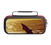 Treer Protective Carrying Case for Nintendo Switch, Dolphin Print Travel Carry Case Hard Shell Protective Pouch with Carry Handle and 20 Game Cards Storage (Orange sea)