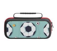 Treer Protective Carrying Case for Nintendo Switch, Football Printed Travel Carry Case Hard Shell Protective Pouch with Carry Handle and 20 Game Cards Storage (Aqua green)