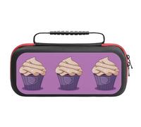 Treer Protective Carrying Case for Nintendo Switch, Purple Cake Print Travel Carry Case Hard Shell Protective Pouch with Carry Handle and 20 Game Cards Storage (Almond ice Cream)