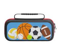 Treer Protective Carrying Case for Nintendo Switch, Sports Prints Travel Carry Case Hard Shell Protective Pouch with Carry Handle and 20 Game Cards Storage (Russian)