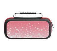Treer Protective Carrying Case for Nintendo Switch, Valentine's Day Prints Travel Carry Case Hard Shell Protective Pouch with Carry Handle and 20 Game Cards Storage (White Hearts)