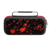 Treer Protective Carrying Case for Nintendo Switch, Valentine's Day Prints Travel Carry Case Hard Shell Protective Pouch with Carry Handle and 20 Game Cards Storage (Heart-Shaped Bubbles)