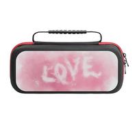 Treer Protective Carrying Case for Nintendo Switch, Valentine's Day Prints Travel Carry Case Hard Shell Protective Pouch with Carry Handle and 20 Game Cards Storage (Pink Graffiti)