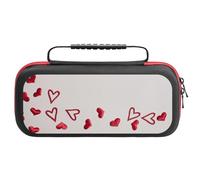 Treer Protective Carrying Case for Nintendo Switch, Valentine's Day Prints Travel Carry Case Hard Shell Protective Pouch with Carry Handle and 20 Game Cards Storage (Red Hearts)