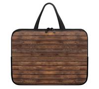 Treer Retro Wood Grain Laptop Bag,10-17Inch Tote Bag for Women Men,Waterproof Laptop Case with Zippered,Scratch and Dust Resistant Computer Sleeve for Business,Office,School (Dark Brown,15 inch)