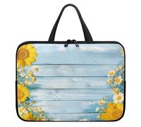 Treer Retro Wood Grain Laptop Bag,10-17Inch Tote Bag for Women Men,Waterproof Laptop Case with Zippered,Scratch and Dust Resistant Computer Sleeve for Business,Office,School (Sunflower,15 inch)