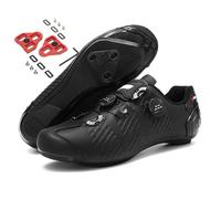 Treer Road Bikes Cycling Shoes Mens Womens, Mountain Bikes Cycle Trainers Shoes for Indoor Outdoor, Spin Bike, Compatible Look/SPD Cleats (Black,7)