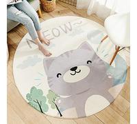 Treer Round Rug Kids for Living Room, Non-Slip Circle Carpet Cashmere Thick Soft Touch Pile for Baby Play Sleeping Bedroom Sofa Mat Decor Nursery Area Rug, Cartoon print (100 * 100cm,E)