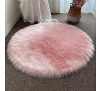 Treer Round Rugs Living Room, Area Rugs for Bedroom, Anti Slip Washable Extra Large Long Hair Shaggy Thick Pile Rug Fluffy Modern Floor Carpets Mat Bedside Rugs for Kids Room (90cm,light pink)