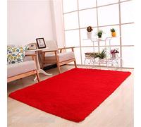 Treer Rugs for Living Room Area Large, Anti-Slip Shaggy Silky Square Carpets Super Soft Fluffy For Study Room And Bedroom Bedside Floor Game mat (red,160 * 200cm)