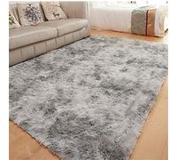 Treer Rugs for Living Room Area Large, Anti-Slip Shaggy Silky Square Carpets Tie-dye Super Soft Fluffy For Study Room And Bedside Bedroom Floor Gradual Change (light grey,120 * 160cm)