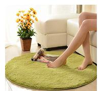 Treer Rugs for Living Room Area Large Round, Yoga mat Anti-Slip Shaggy Silky Carpets Super Soft Fluffy For Study Room And Bedside Bedroom Floor Etc Modern Style (Grass green,80cm)