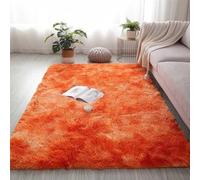 Treer Rugs Living Room, Area Rugs for Bedroom, Color Tie-Dye Anti Slip Washable Extra Large Soft Shaggy Thick Pile Rug Fluffy Modern Floor Carpets Mat Bedside Rugs (140x200cm,Orange)