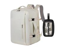 Treer Ryanair Cabin Bags 45x32x20 Waterproof Underseat Travel Backpack Cabin Bag Carry on Hand Luggage for Airplanes, Multiple Pockets Comfort Rucksack for Men, Women (Beige)
