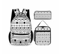 Treer School Backpack for Girls Boys Kids Teens 3 in 1 Gray White Style School Bag Set School Bags with Shoulder Lunch Bag and Pencil Case Students Schoolbags (Sun,3-Piece Set)