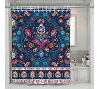 Treer Shower Curtain Waterproof Mildew Resistant, Bathroom Curtain Washable Bath Curtain Polyester Shower Curtains for Bathroom with 12 Hooks 3D Bohemia Print (Indian style,90x180)