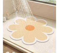 Treer Shower Mat Non Slip, Flower Shapes PVC Loofah Bathroom Bathtub Mat for Inside Shower, with Drain, Quick Drying Bathmat for Tub Bathroom Wet Areas Bath Floor (Orange/Yellow,60x120cm)