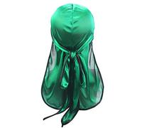 Treer Silk Durag Cap for Men Women, Colourful Long Tail Soft Durag Headwraps for 360 Waves,Multicolor Sport Cap Pirate Bandanas Hippie Turban (100cm,Green)