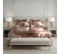 Treer Silk Satin Fitted Sheet Deep Pocket (Gilded,200x200cm)