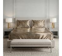 Treer Silk Satin Fitted Sheet Deep Pocket (Gold Stone 4,200x200cm)