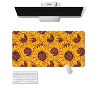 Treer Simple Fashion Style Mouse Mat, Large Mouse Mat with Sewn Edges, Mouse Pad with Non-Slip Base, Gaming Mouse Pad, Mousepad Suitable for Office and Home (800 * 400 * 3mm,Sunflower A)