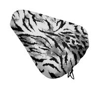 Treer Simple Texture Bike Seat Cover, Outdoor Bicycle Saddle Rain Dust Cover with Elastic, Water Resistant Bicycle Seat Protector Shield Non-Slip Lightweight for Journey (Black White 4,2-pieces)