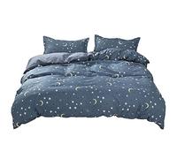 Treer Single/Double/King Size Duvet Cover Sets 3 pcs with Zipper Closure + 2 Pillowcases - Ultra Soft Microfiber Quilt Cover Bedding Sets (Stars moon,Single-135x200cm)
