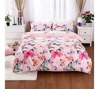 Treer Single/Double/King Size Duvet Cover Sets 3 pcs with Zipper Closure + 2 Pillowcases - Ultra Soft Microfiber Quilt Cover Bedding Sets (King-220x230cm,Butterfly)