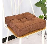 Treer Soft Seat Pads for Dining Chair, Imitation Linen Filling Padded Cushion Chair Seat Pads Armchair Cushion Thick Square Seat Cushions Fit for Home Office Car (Brown,45x45x9cm)