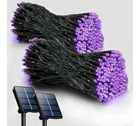 Treer Solar Outdoor Fairy Lights, 2 Pieces Solar Powered Garden Lights - IP65 Waterproof, Outside Garden Ornaments Outdoor LED String Lighting for Patio Yard Party Wedding (Purple,12m 100 Lights)