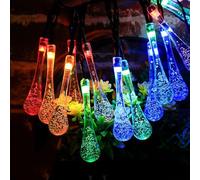 Treer Solar Powered Garden Lights, Solar Outdoor Fairy Lights, Outside IP55 Waterproof Garden Ornaments Outdoor LED String Lighting for Patio Yard (7.5cm Teardrop Multicolor,12M, 100 Lights)