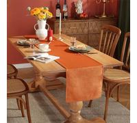 Treer Solid Color Velvet Table Runner Reversible Modern Rectangle Table Runner Farmhouse Table Decorations for Festival Party Dinner, Christmas Table Centrepiece (33x160cm,Orange)