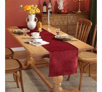 Treer Solid Color Velvet Table Runner Reversible Modern Rectangle Table Runner Farmhouse Table Decorations for Festival Party Dinner, Christmas Table Centrepiece (33x220cm,Burgundy)