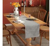 Treer Solid Color Velvet Table Runner Reversible Modern Rectangle Table Runner Farmhouse Table Decorations for Festival Party Dinner, Christmas Table Centrepiece (33x140cm,Light Grey)