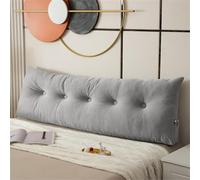 Treer Solid Color Wedge Pillow Headboard Large Lumbar Support Cushion for Headboard Bed Sofa, Triangular Backrest Positioning Bolster Soft Rest Reading Pillow Waist Cushion (120 * 40 * 12cm,Grey)