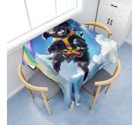 Treer Square Tablecloth, Rainbow Animal Print Wipe Clean Tablecloth, Splash Proof Tablecloths, Washable Table Cloths for Kitchen Decoration Outdoor Picnic Birthday Wedding (Puppy 5,100x100cm)