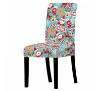 Treer Stretch Chair Cover, Christmas Red Green Parson Chair Protector Removable Washable Armless High Back Chair Seat Protector for Dining Wedding Restaurant Hotel (Gingerbread Man,6 pcs)