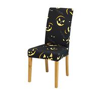 Treer Stretch Chair Cover, Elastic Halloween 3D Parson Chair Protector Removable Washable Armless High Back Chair Seat Protector for Dining Wedding Restaurant Hotel (Trick Or Treat,4 pcs)