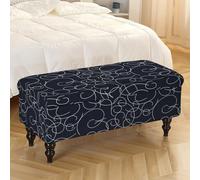 Treer Stretch Ottoman Cover Rectangle, Soft Elastic Ottoman Slipcover Folding Ottoman Storage Bench Covers Washable Footstool Protector Covers for Living Room (Fashion Art,S)