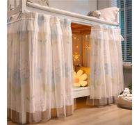 Treer Students Dormitory Bunk Bed Curtain, Blackout Bed Curtains Dustproof Mosquito Bed Canopy Moveable Curtain Shading Nets for Single Bed, Bottom and Top (1.35x2M,Blue Flower)