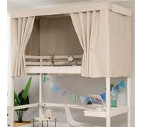 Treer Students Dormitory Bunk Bed Curtain, Blackout Bed Curtains Dustproof Mosquito Bed Canopy Moveable Curtain Shading Nets for Single Bed Bottom and Top (Beige,1.2x2M)