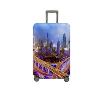 Treer Suitcase Cover,City Print Travel Suitcase Covers Protectors,Cover for 18-32 Inch Suitcase Protector Cover,Resilient Luggage Covers for Suitcases,with Zipper (Skyscraper,S)