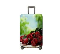 Treer Suitcase Cover,Fashion Rose Print Travel Suitcase Covers Protectors,Cover for 18-32 Inch Suitcase Protector Cover,Resilient Luggage Covers for Suitcases,with Zipper (Green,M)