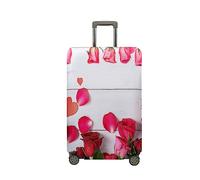 Treer Suitcase Cover,Fashion Rose Print Travel Suitcase Covers Protectors,Cover for 18-32 Inch Suitcase Protector Cover,Resilient Luggage Covers for Suitcases,with Zipper (White,L)