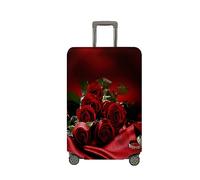 Treer Suitcase Cover,Fashion Rose Print Travel Suitcase Covers Protectors,Cover for 18-32 Inch Suitcase Protector Cover,Resilient Luggage Covers for Suitcases,with Zipper (Dark red,S)