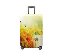 Treer Suitcase Cover,Rose Print Travel Suitcase Covers Protectors,Cover for 18-32 Inch Suitcase Protector Cover,Resilient Luggage Covers for Suitcases,with Zipper (Yellow,L)