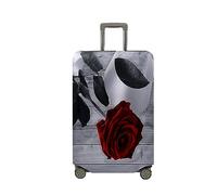 Treer Suitcase Cover,Rose Print Travel Suitcase Covers Protectors,Cover for 18-32 Inch Suitcase Protector Cover,Resilient Luggage Covers for Suitcases,with Zipper (Black,L)