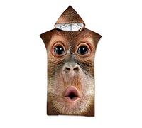 Treer Swim Towels Changing Robe Hooded, 3D Printing Poncho Towel Microfibre Quick Dry Light Weight Towel for Women Men Beach Swimming Surfing Wetsuit Camping (75x110cm,Monkey)